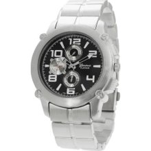 Geneva Platinum Men's Quartz Faux Chronograph Brushed Finish Bracelet Watch