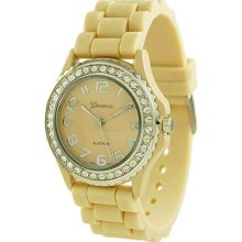 Geneva Platinum Women's 6886.Tan Beige Rubber Quartz Watch with Beige