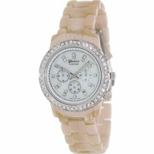 Geneva Platinum Women's 9142.Silver.Horn Beige Plastic Quartz Watch with White Dial