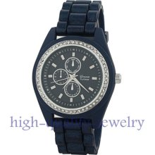 Geneva Rhinestones Silicone 'shiny Strap' Lady/women/men/boy/ Quartz Wrist Watch