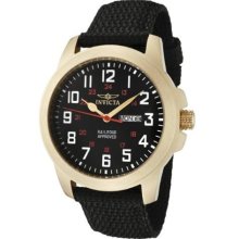 Gents Invicta Gold Plated Black Canvas Watch 1041 NEW