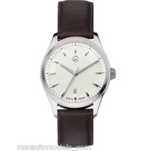 Genuine Original Mercedes-benz Elegance Cream Face Unisex Leather Watch