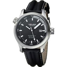 Golana Swiss Men's 'Aqua Pro 100' Black Leather Strap Watch