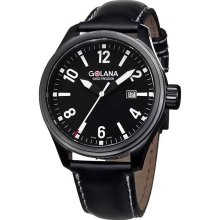 Golana Swiss Men's 'Terra Pro 100' Steel and Leather Quartz Watch