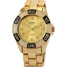 Golden Classic Women's Boyfriend Rhinestone Watch in Gold