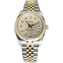Gorgeous Solid gold & stainless steel rolex datejust watch diamond dial
