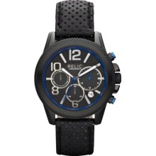 Grant Black Perforated Leather Strap Chronograph Watch Watch