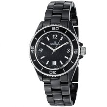 Grovana Men's Black Dial Black Ceramic Bracelet Quartz Watch