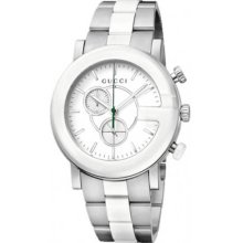 Gucci Men's Gucci G-Timeless Stainless Steel Case and Bracelet White Dial Chronograph YA101345