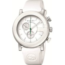 Gucci Men's Gucci G-Timeless Stainless Steel Case Rubber Strap White Dial Chronograph YA101346