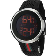 Gucci Men's 'I Gucci' Swiss Made Quartz Black Digital Dial Rubber Strap Watch