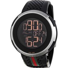 Gucci Men's 'I Gucci' Black Digital Dial Black Rubber Strap Watch ...