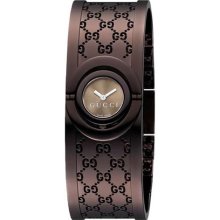 Gucci Twirl Quartz Brown Dial Bangle Ladies Watch YA112532