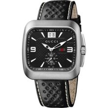 Gucci Watches Men's Black Dial Black Leather black leather/black dial