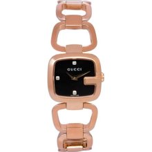 Gucci YA125512 Rose Gold Stainless Steel G-Class Black Dial Diamonds