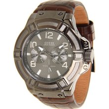 Guess Black Multiple Dial Brown Leather Men's Watch
