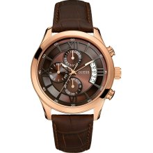 Guess Chronograph Brown Croc Embossed Leather Men's Watch U14504G1