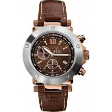 Guess Collection Men's Gc-1 G45003G1 Brown Leather Quartz Watch with Brown Dial
