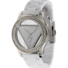 Guess Glitz Logo Watch In White