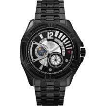 Guess Men's U0047G1 Black Stainless-Steel Quartz Watch with Black ...