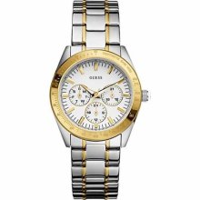 Guess Men's U12004L1 Silver Stainless-Steel Quartz Watch with White Dial