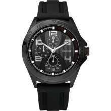 Guess Men's W14048G1 Black Rubber Quartz Watch with Black Dial ...