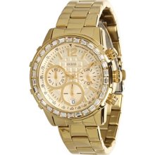 Guess Rhinestone Watch In Gold