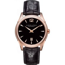 Hamilton H38645735 Black Jazzmaster Slim Auto Men's Leather Watch