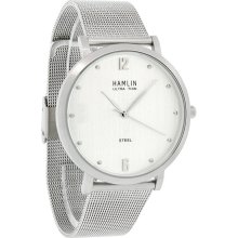 Hamlin Ultra Thin XL 40mm Silver Dial Mens Mesh Bracelet Watch Hamm0336:004