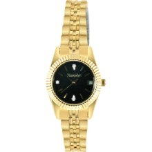 Hampden Black Dial With Diamonds Womens Gold Tone Watch 08860