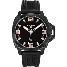 Hector H France Men's Analog Black Dial Leather Strap Sport Watch
