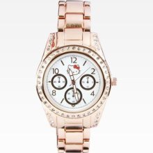 Hello Kitty Crystal Bezel Watch: Rose Gold