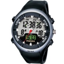 HighQuality PASNEW Water-proof Dual Time Boys Men Sport Watch