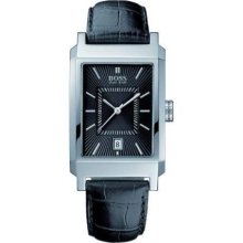 Hugo Boss Men's Watch 1512225 Analogue Quartz Black Dial Black Leather Strap