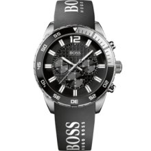 Hugo Boss Watch, Mens Chronograph Black Silicone Strap 44mm 1512868