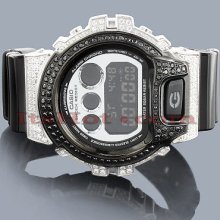 Iced Out G-Shock Watch: White Black Crystals DW-6900