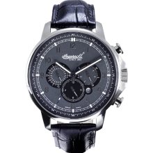 Ingersoll Men's Automatic Watch With Grey Dial Analogue Display And Black Leather Strap In3215gy