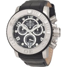 Invicta 11164 Men's Sea Hunter Black Textured Dial Black Bezel Leather