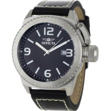Invicta Corduba Model Men's Quartz Watch With Black Dial Analogue Display And Black Leather Strap 1108