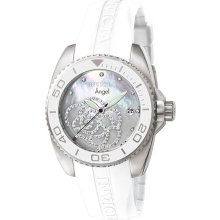 Invicta Ladies Angel Stainless Steel Mother Of Pearl Dial White Strap 0486