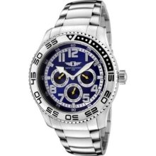 Invicta Men's Blue Dial Multi Function 45mm 3 Eye Stainless Steel Watch 43658-00