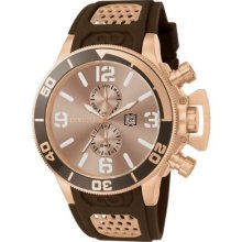 Invicta Mens Corduba Collection Rose Gold Dial Swiss Brown Polyurethane Watch