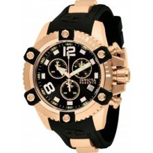 Invicta Men's Gold Tone Stainless Steel Case Reserve Arsenal Chronograph Black Dial Date Display Rubber Strap 11175