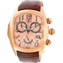 Invicta Men's Lupah Chronograph Rose Gold Tone Stainless Steel Case Leather Bracelet Rose Gold Tone Dial Date Display 13005