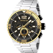 Invicta Men's Pro Diver Chronograph Stainless Steel Case and Bracelet Black Tone Dial 12992