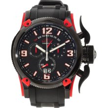 Invicta Men's Russian Diver Chronograph Stainless Steel Case Rubber Bracelet Black Tone Dial Day and Date 12437