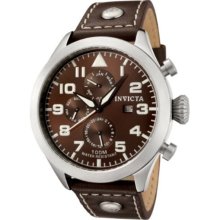 Invicta Men's Specialty Brown Dial Brown Calf Leather ...
