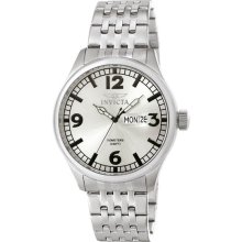 Invicta Men's Stainless Steel Case and Bracelet Silver Dial Day and Date Displays 0370
