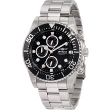 Invicta Men's Stainless Steel Pro DIver Quartz Chronograph Black Dial Bezel 1768