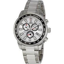 Invicta Men's Stainless Steel Case and Bracelet Chronograph Silver Dial Date Display 1554
